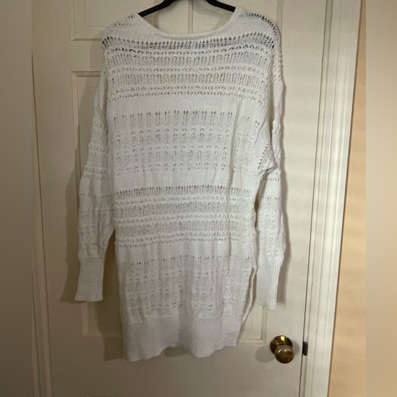 Free People Women's Size Small Songbird Ivory Oversized Nubby V-neck Sweater - Picture 6 of 11